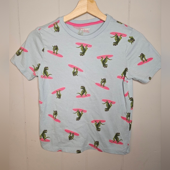 Boys Old Navy Blue T-shirt with Dinosaurs, Medium 8 - Picture 1 of 3